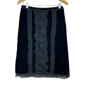 Andrew GN Black Velvet Lace Knee Length Pencil Skirt Victorian Women’s Sz Medium